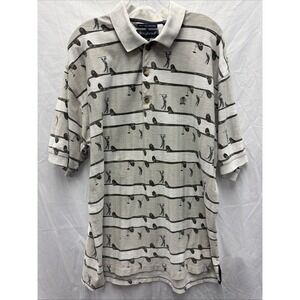 Siegfried Vintage Golf Polo‎ Golfers & Clubs Print 100% Cotton Mens Size XLT